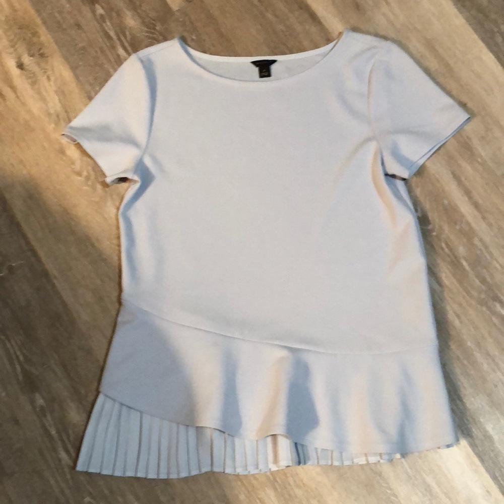 Ann Taylor light blue Peplum Top with Pleated Hem